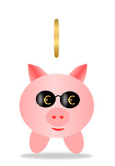 Piggy bank for euro. Icon in 3d style.