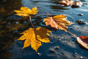 Obraz na płótnie Canvas autumn leaves on the water