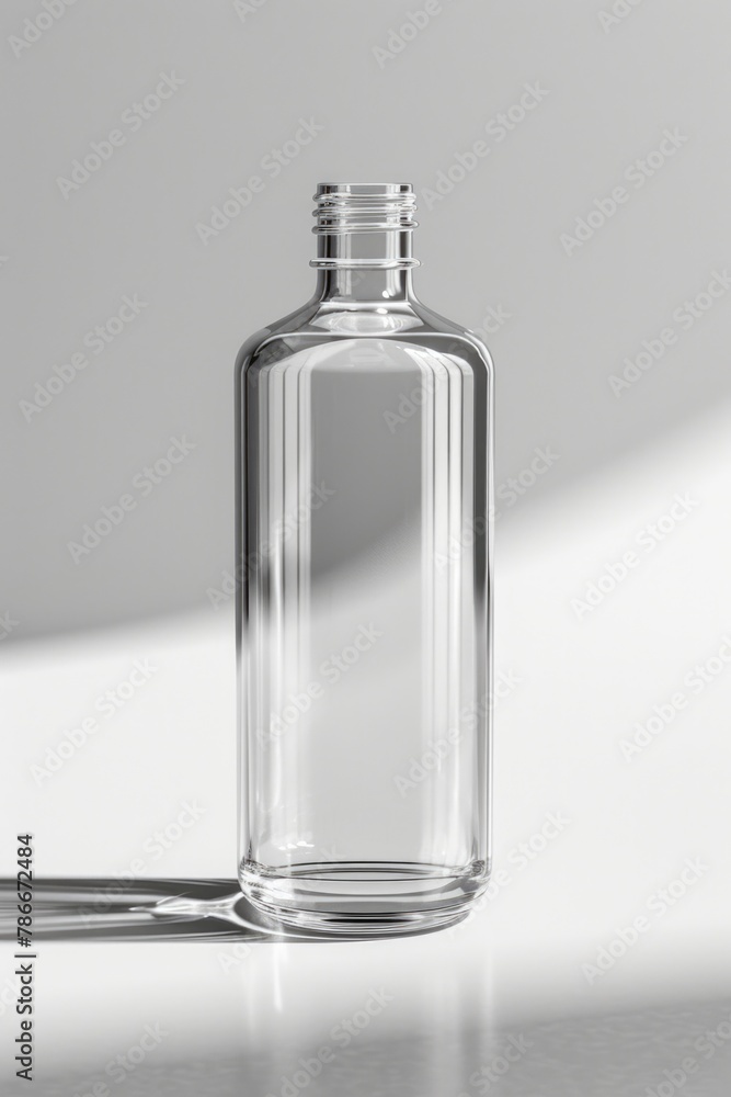 Wall mural A glass bottle with a spoon on a table. Suitable for food and beverage concepts