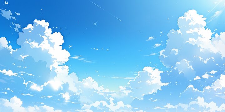 Clear blue manga style sky background, 