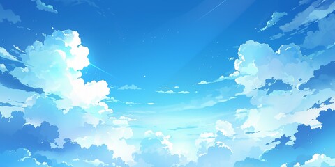 Fototapeta na wymiar Clear blue manga style sky background, 