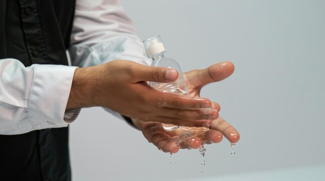 A person holding a bottle of water. Suitable for health and hydration concepts