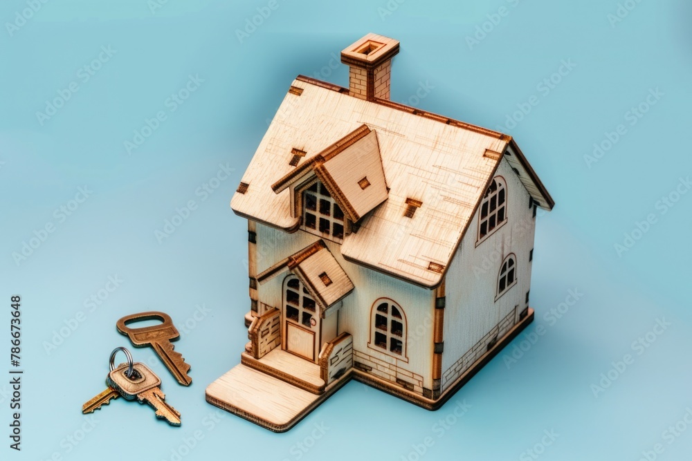 Aufkleber a house with a bunch of keys in front of it. ideal for real estate concepts