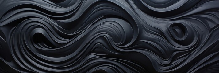 Abstract Vortex Background, Modern Minimalist Decor. Black Swirls In Fluid Art Composition. Generative AI