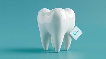 Close-up of a tooth with a toothbrush on a blue background. Ideal for dental health concepts