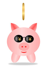 Piggy bank for yen. Icon in 3d style.