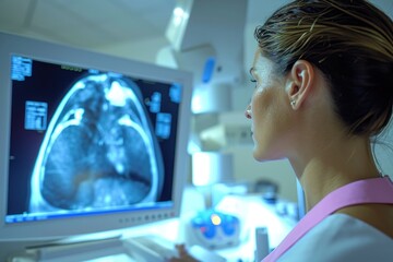 Mammogram X-ray of breast tissue to detect breast cancer early, Vital screening tool for early detection of breast cancer, using low-dose X-rays to capture detailed images of breast tissue