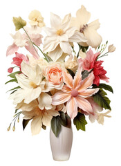 Naklejka na ściany i meble PNG A bouquet of different flowers plant vase white background