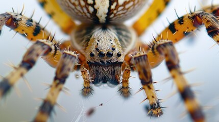 Close up of a spider on a white surface, suitable for nature or creepy crawly themes