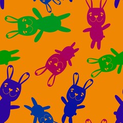 Easter animals bunnies seamless rabbit pattern for wrapping paper and kids clothes print and party accessories