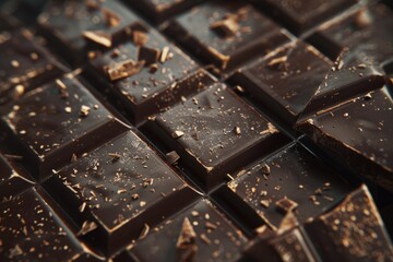 A close-up view of a chocolate bar on a table. Perfect for food and dessert concepts