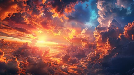 Fototapeta na wymiar Sun shining through clouds, ideal for weather forecasts