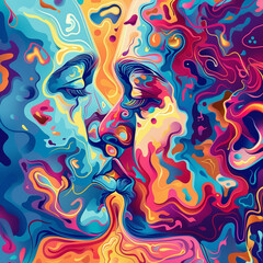 A beautiful illustration in celebration of Valentine's Day. Image produced by artificial intelligence.