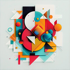 Obraz premium A beautiful illustration of different geometric shapes. Image made by artificial intelligence.