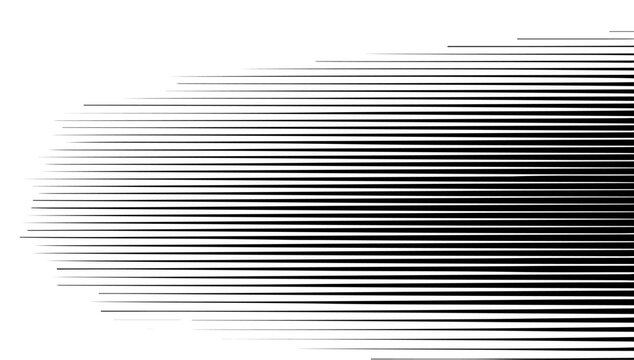 Horizontal line pattern. From thin line to thick. Parallel straight lines monochrome pattern geometric texture. Black streak. Faded dynamic backdrop. Vector illustration