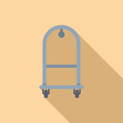 Support luggage trolley icon flat vector. Move delivery. Tourism cart