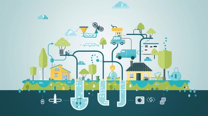 infographic explaining water conservation techniques, smart graphics, easy tips for everyday use