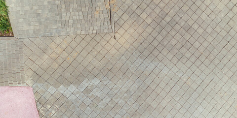 top view of the texture of paving slabs on pedestrian path - 786678426