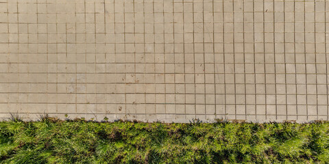 top view of the texture of paving slabs on pedestrian path - 786678440