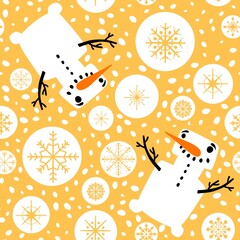 Christmas cartoon ice seamless snowman pattern for wrapping paper and fabrics and linens and kids clothes print