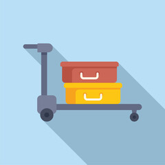 Move luggage trolley icon flat vector. Move weight. Help package