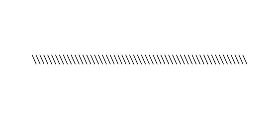 Slash line. Border with diagonal lines. Angle of tilt stripes. Black pattern of footer. Diagonal parallel lines divider strip. Tilt strip geometric abstract border. Slash divider. Vector illustration