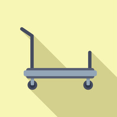 Long luggage trolley icon flat vector. Support help. Airport handle