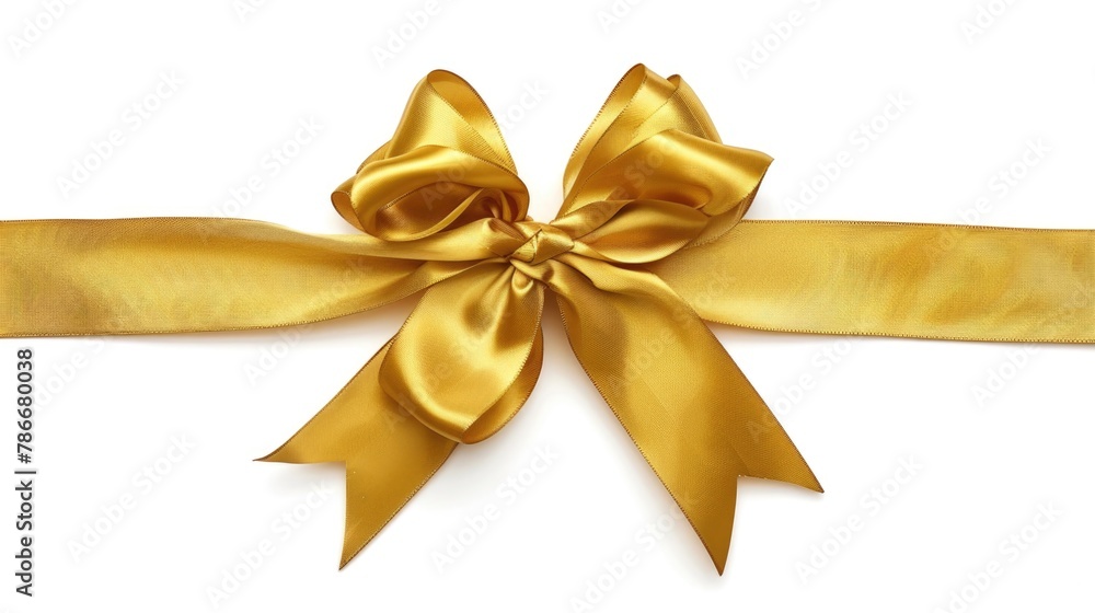 Poster elegant gold ribbon with a bow on a clean white background. perfect for adding a touch of luxury to 