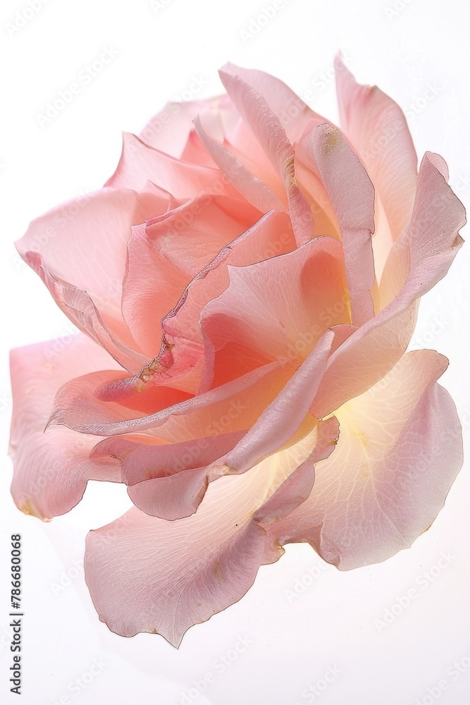 Poster close up of a pink rose in a vase, suitable for various design projects