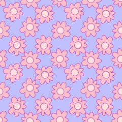 Cartoon retro flower seamless floral pattern for wrapping paper and fabrics and kids clothes print and party