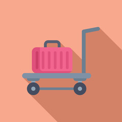 Support move carriage icon flat vector. Travel delivery. Luggage trolley