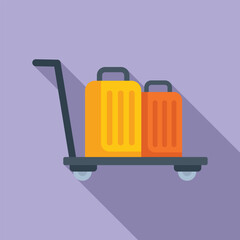 Airport luggage trolley icon flat vector. Support delivery. Lock balance