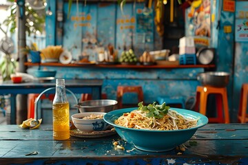 Vibrant Pad Thai Street Feast Captures the Essence of Bangkok's Lively Roadside Dining Culture