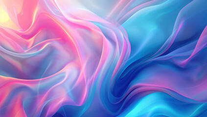 Vibrant abstract waves of pink and blue colors blending smoothly. A perfect background for a modern and artistic touch. - obrazy, fototapety, plakaty