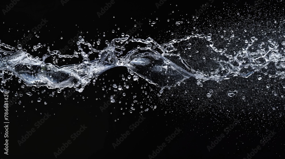 Poster close up of water splashing on a cell phone, suitable for technology and waterproofing concepts