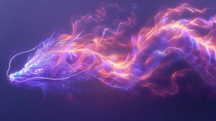 Obraz premium Dragon in neon light in Asian style