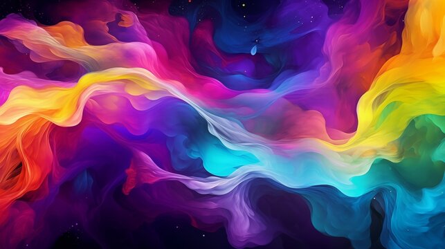 Vibrant mix of colors creating an abstract, visually striking piece that evokes a sense of fluidity and motion. Ideal for design projects needing a bold, dynamic, and artistic touch