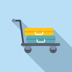 Object moving trolley icon flat vector. Security airport. Support tag move