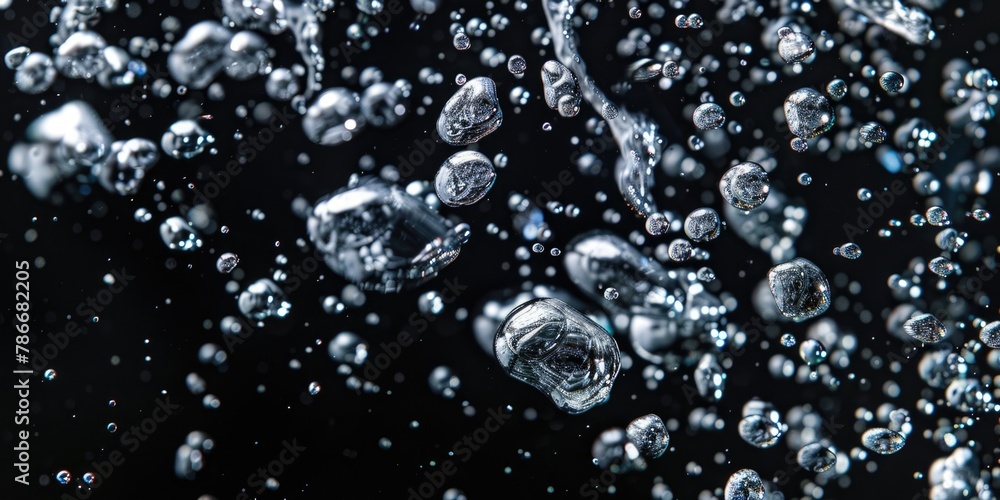 Poster A bunch of bubbles floating in the air. Suitable for various design projects