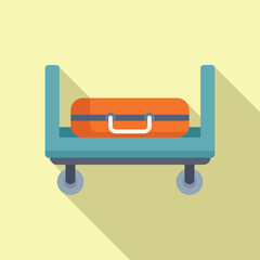 Lock luggage trolley icon flat vector. Move bag trip. Transport wheel