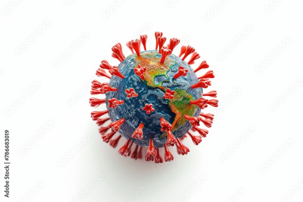 Poster earth model with red and green sprouts, suitable for environmental concepts