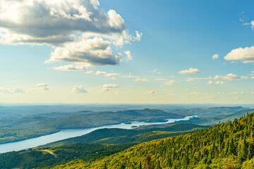Breathtaking view from Mont Tremblant featuring expansive Canadian forests. High quality photo....