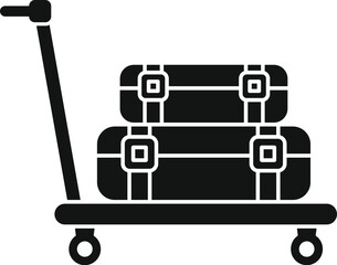 Luggage trolley with travel bags icon simple vector. Delivery security. Metal balance