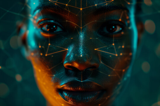 Futuristic woman with cyberspace VR interface. Generative AI image