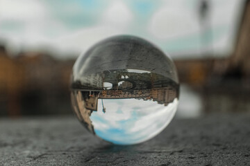 reflective glass ball with ponte vecchio 