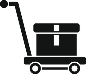 Luggage trolley with carton box icon simple vector. Security perfect. Delivery package