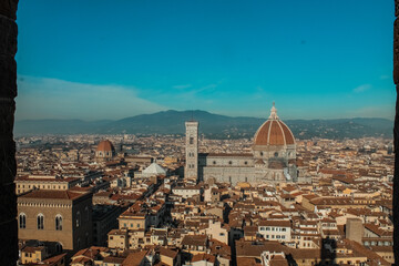 Fototapeta premium view from above of florence city with church