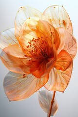 A magical orange flower with petals on a white background