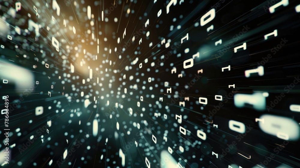 Poster numbers descending concept of data analysis white binary digits in orderly motion creative futuristi