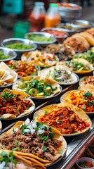 Obraz premium Diverse array of mexican and international foods on table